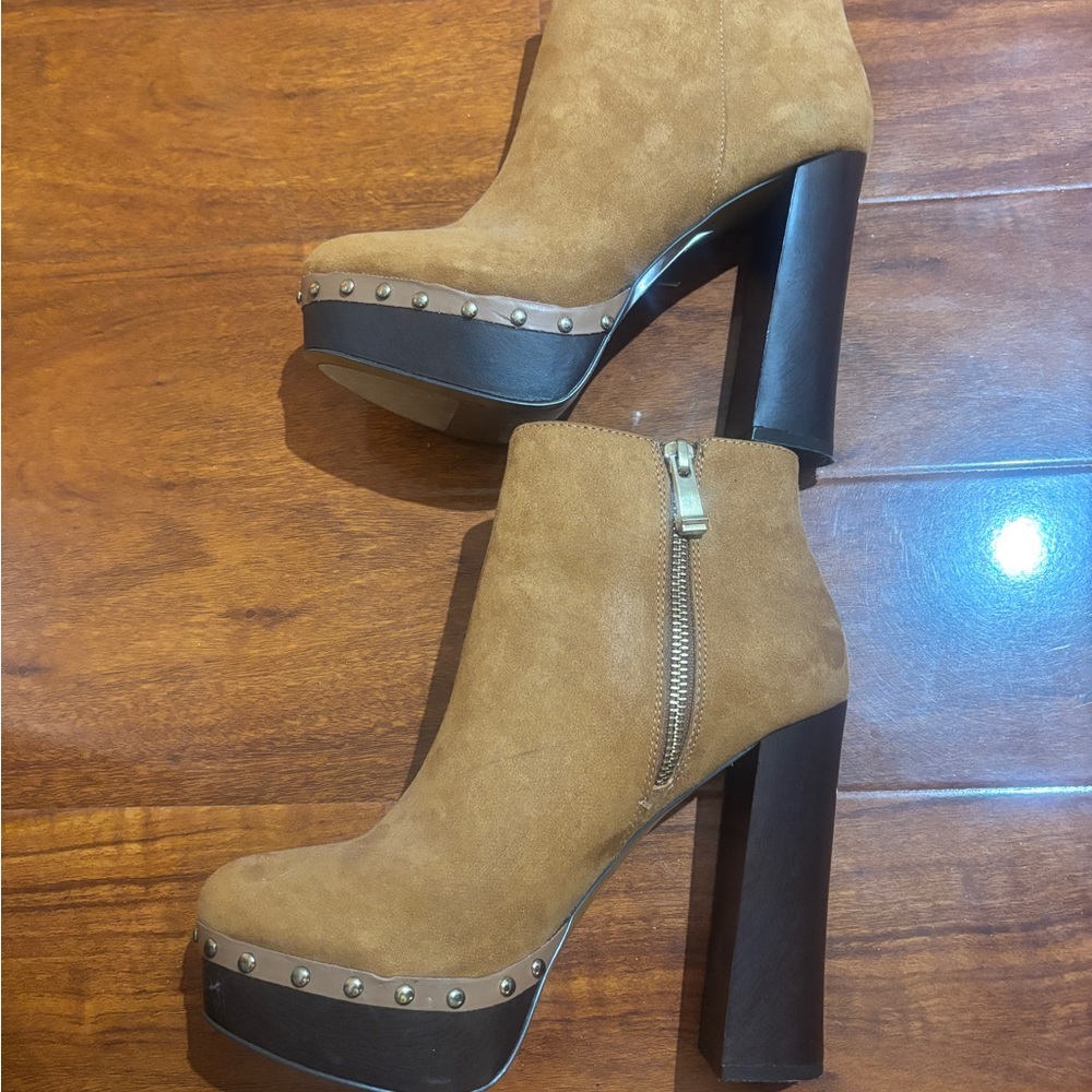 Report Tan Suede Heeled Boots